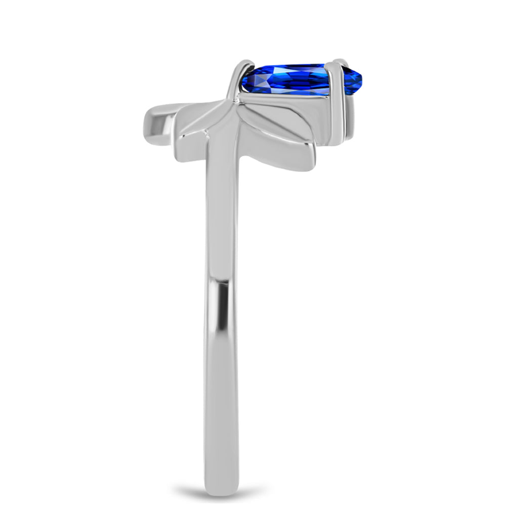 Stříbro 925/1000 - Prsten s Australským Modrým Safírem - Karátové číslo: 0.54. přibližná hmotnost: 2.43 gramů