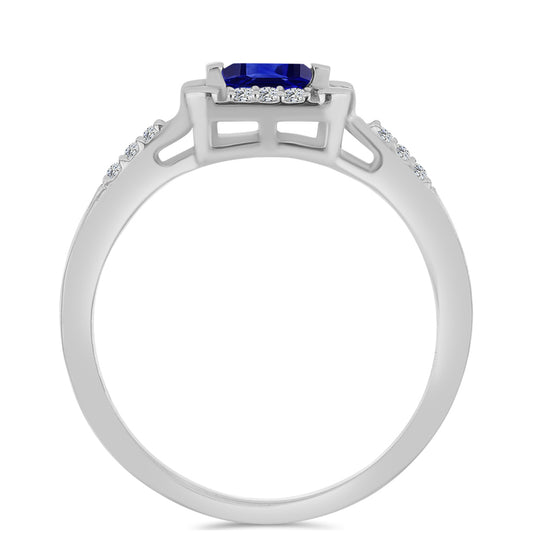 Stříbro 925/1000 - Prsten s Australským Modrým Safírem a Bílým Topazem - Karátové číslo: 0.28. přibližná hmotnost: 1.96 gramů