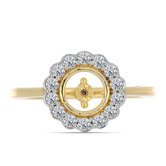 Pozlacené Stříbro 925/1000 - Prsten s Cognac Diamantem a Bílým Topazem - Karátové číslo: 0.58. přibližná hmotnost: 3.3 gramů