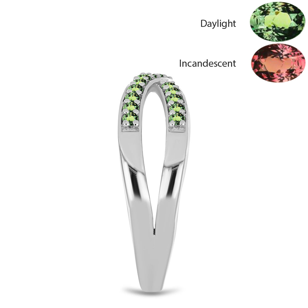 Stříbro 925/1000 - Prsten s Přírodním Alexandritem - Karátové číslo: 0.48. přibližná hmotnost: 3.7 gramů