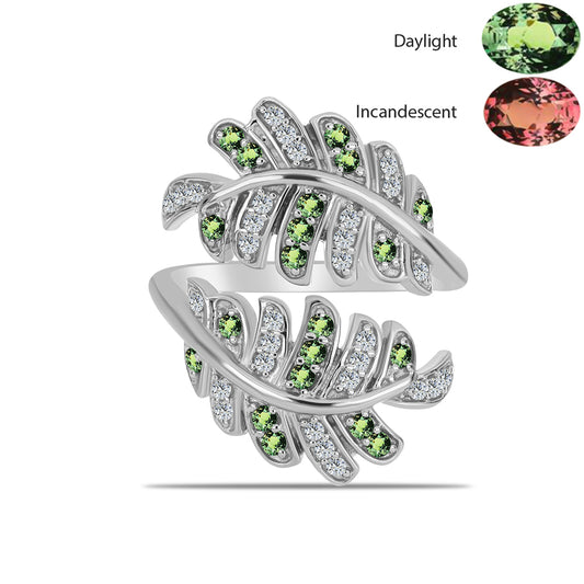 Stříbrný Prsten s Přírodním Alexandritem a Bílým Topazem