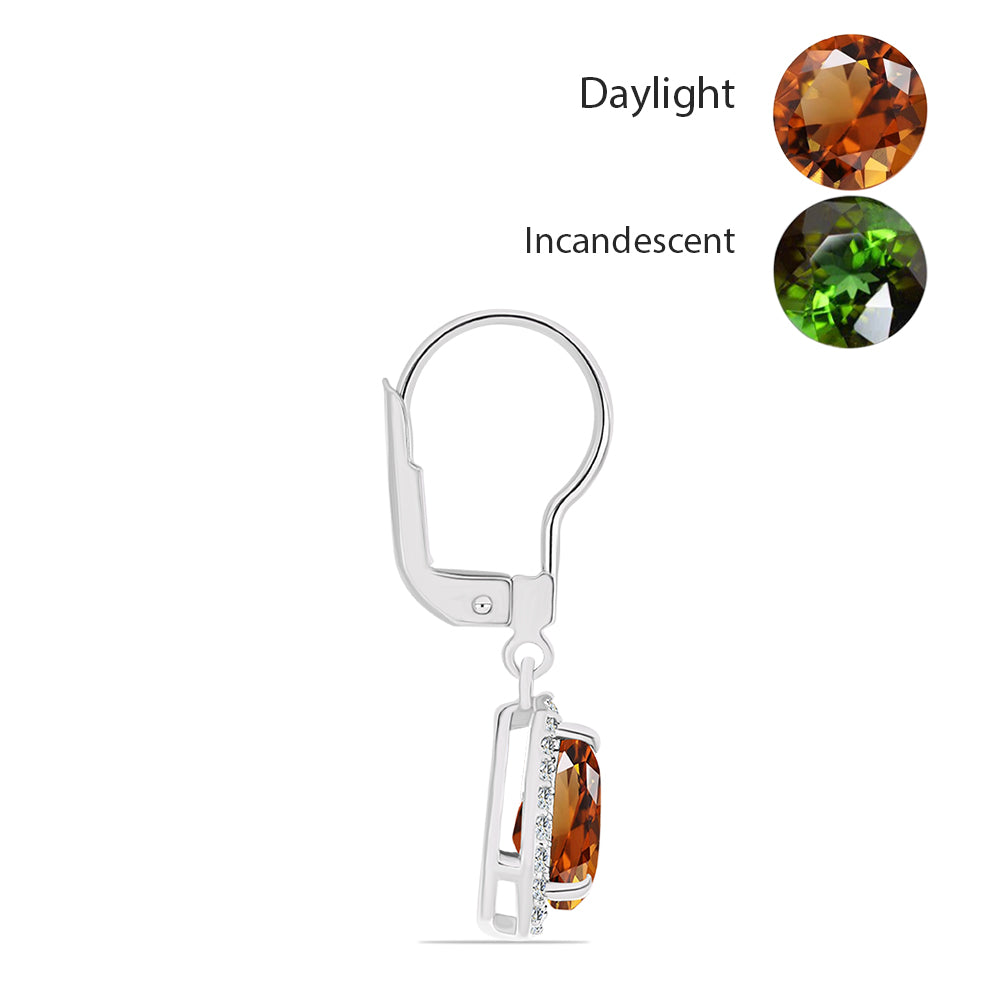 Stříbro 925/1000 Náušnice s Certifikovaný Anatolským zultanitem pěstovaný v laboratoři a Bílým Topazem - Karátové číslo: 3.16. přibližná hmotnost: 2.76 gramů