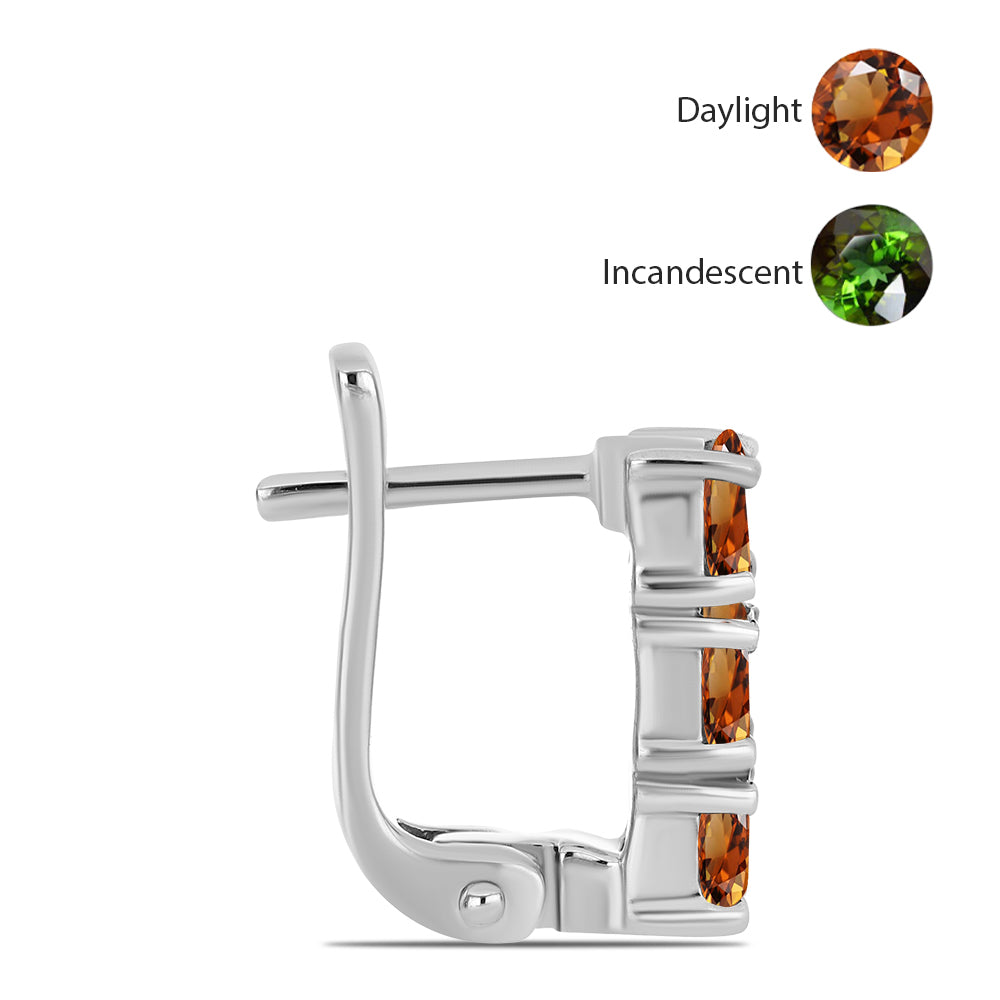 Stříbrné Náušnice s Certifikovaný Anatolským zultanitem pěstovaný v laboratoři