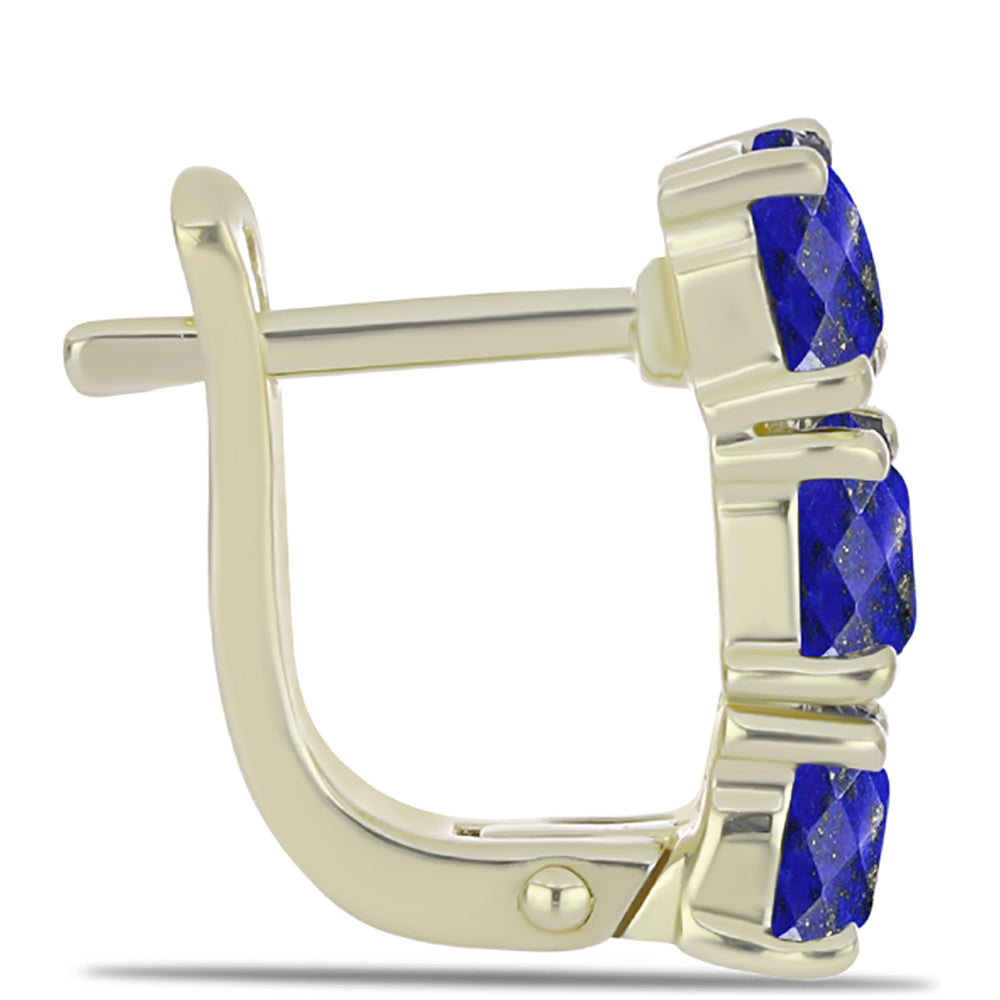 Pozlacené Stříbro 925/1000 - Náušnice s Lapisem Lazuli - Karátové číslo: 2.16. přibližná hmotnost: 3.57 gramů