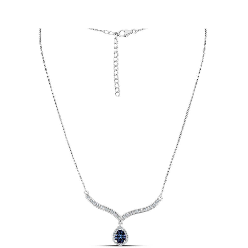 Stříbro 925/1000 Náhrdelník s "Císařský Fialový" Moissanitem a Bílým Topazem - Karátové číslo: 1.6. přibližná hmotnost: 5.72 gramů