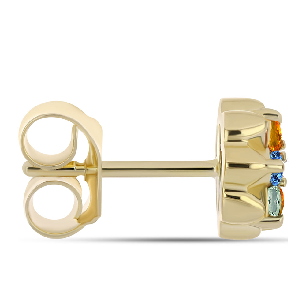 Pozlacené Stříbro 925/1000 - Náušnice s Duhovým Safírem a Bílým Topazem - Karátové číslo: 0.62. přibližná hmotnost: 2.03 gramů