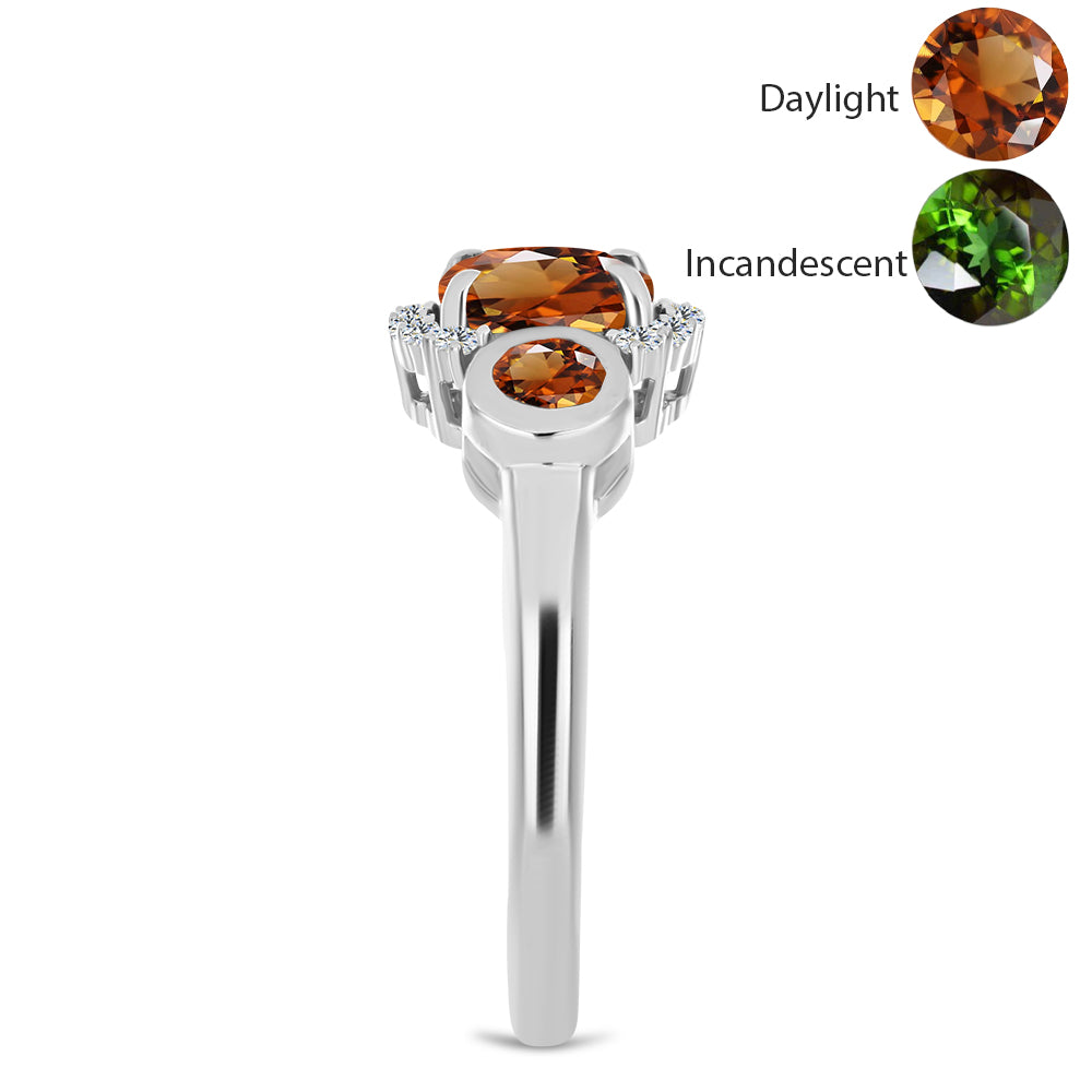 Stříbro 925/1000 - Prsten s Certifikovaný Anatolským zultanitem pěstovaný v laboratoři a Bílým Topazem - Karátové číslo: 1.43. přibližná hmotnost: 2.69 gramů