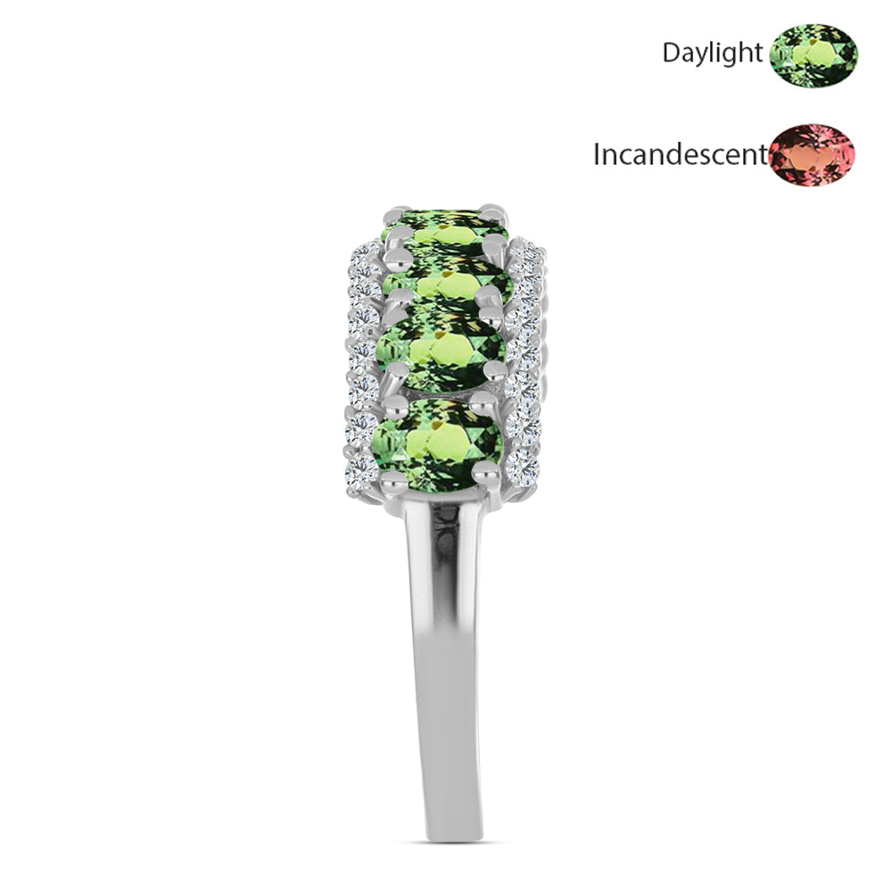 Stříbrný Prsten s Přírodním Alexandritem a Bílým Topazem