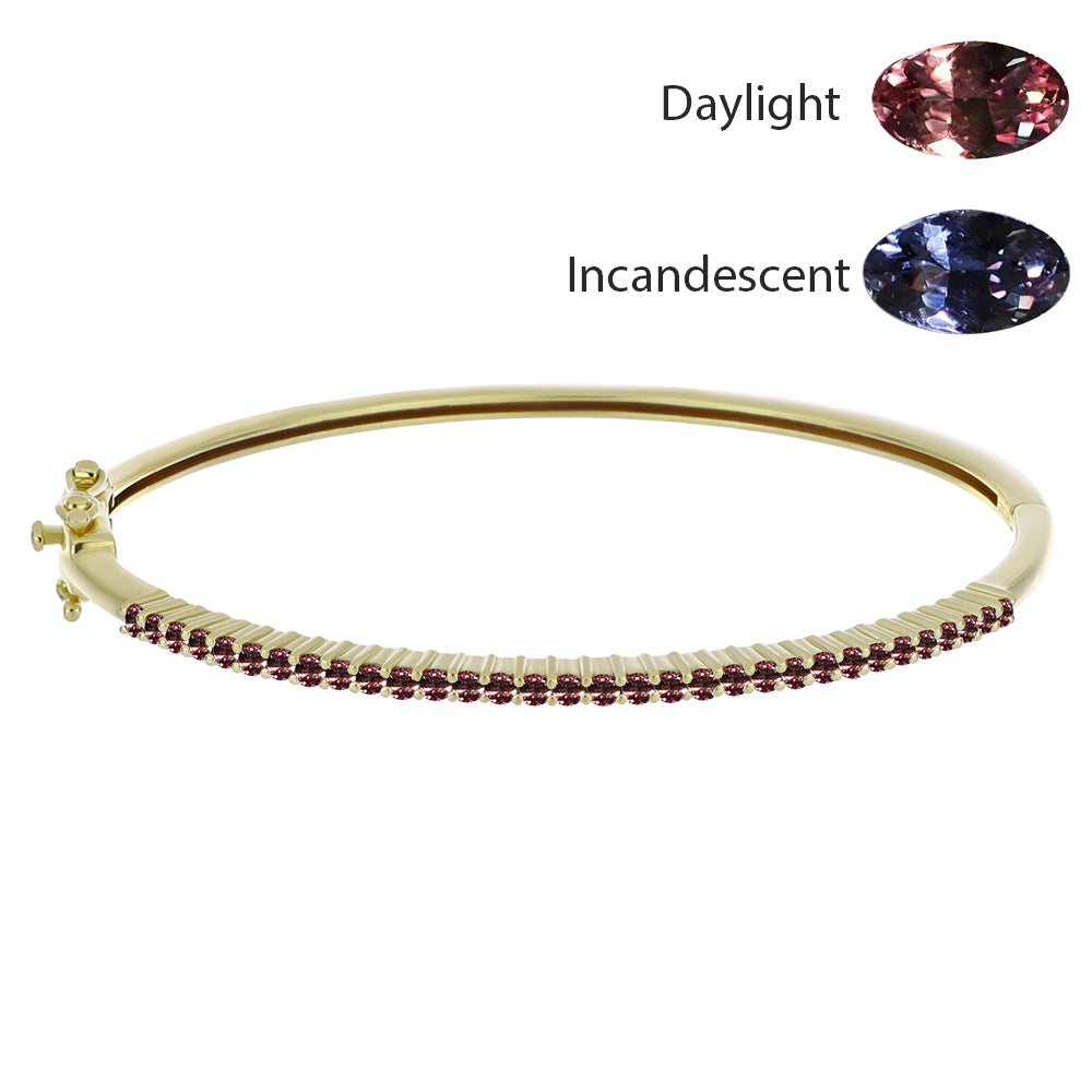 Pozlacené Stříbro 925/1000 - Náramek s Tsivorským Měňavým Granátem - Karátové číslo: 1.61. přibližná hmotnost: 12.99 gramů