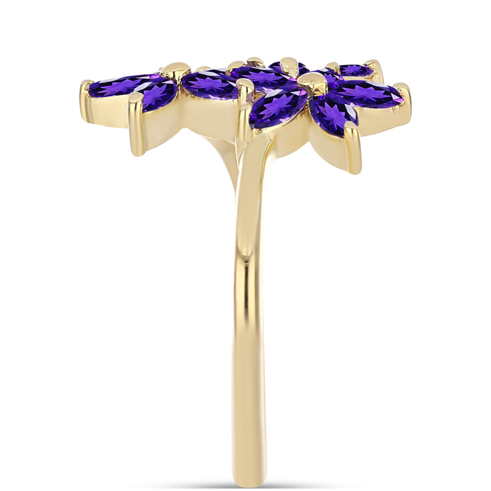 Pozlacené stříbro 925/1000 Prsten s Marockým Ametystem - Karátové číslo: 1.03. přibližná hmotnost: 2.63 gramů