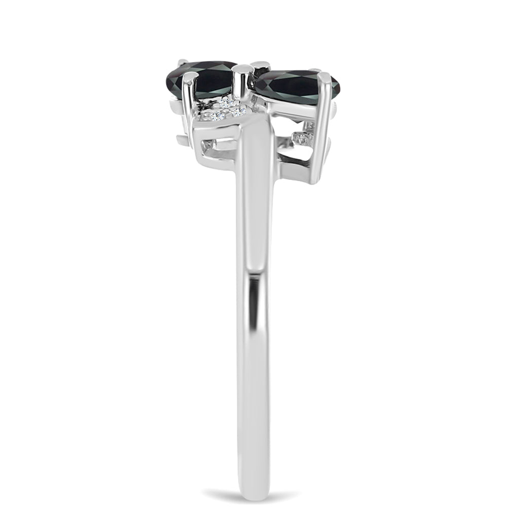 Stříbro 925/1000 - Prsten s Obsidiánem a Bílým Topazem - Karátové číslo: 1.1. přibližná hmotnost: 2.68 gramů