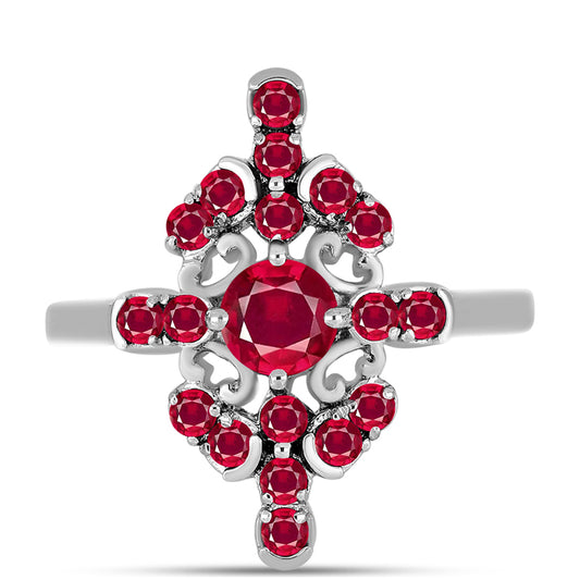 Stříbro 925/1000 Prsten s Madagaskarským Rubínem - Karátové číslo: 1.73. přibližná hmotnost: 3.64 gramů