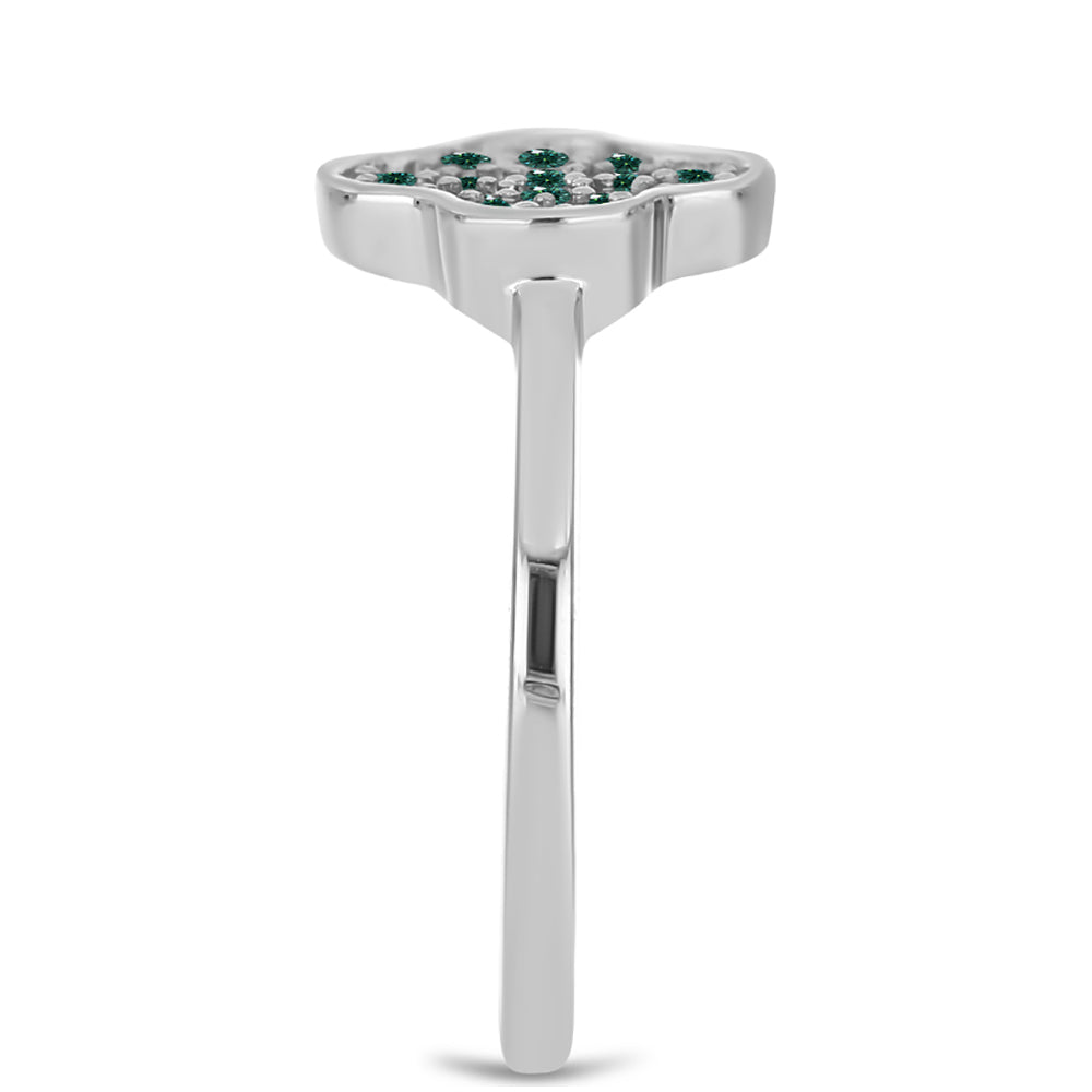 Stříbro 925/1000 - Prsten s Zelenkavý mořsky modrý Moissanitem - Karátové číslo: 0.23. přibližná hmotnost: 2.34 gramů