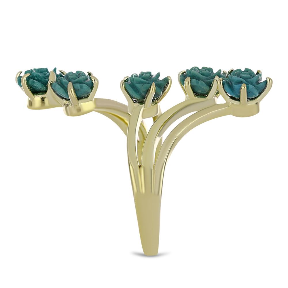 Pozlacené Stříbro 925/1000 - Prsten s Tyrkysem Sleeping Beauty - Karátové číslo: 3.36. přibližná hmotnost: 4.7 gramů