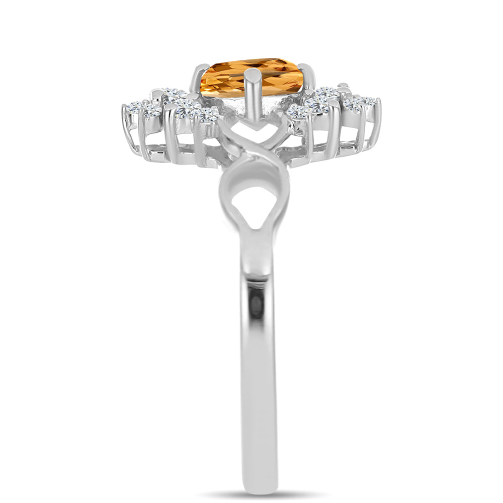 Stříbro 925/1000 - Prsten s "Císařským žlutým" topazem a Bílým Topazem - Karátové číslo: 1.65. přibližná hmotnost: 3.39 gramů