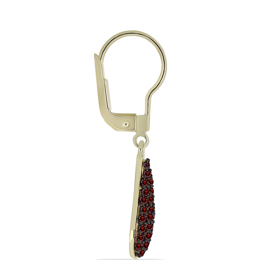 Pozlacené Stříbro 925/1000 - Náušnice s Bartonským Granátem - Karátové číslo: 0.71. přibližná hmotnost: 2.43 gramů