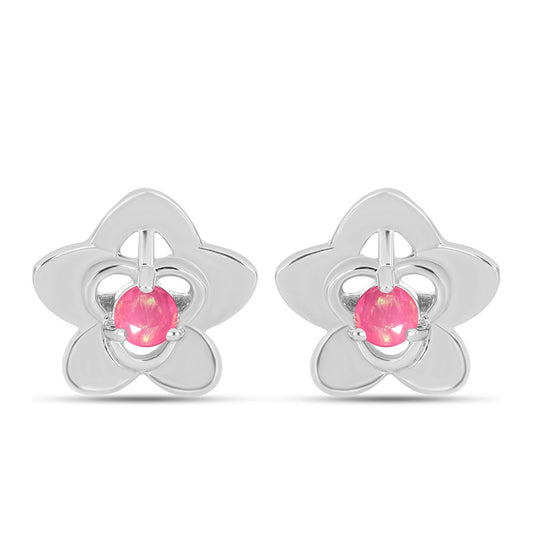 Stříbro 925/1000 - Náušnice s Růžovým Opálem z Lega Dembi - Karátové číslo: 0.19. přibližná hmotnost: 2.58 gramů