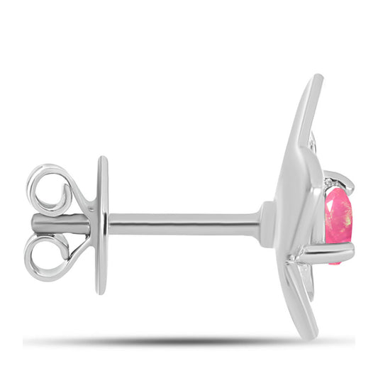 Stříbro 925/1000 - Náušnice s Růžovým Opálem z Lega Dembi - Karátové číslo: 0.19. přibližná hmotnost: 2.58 gramů