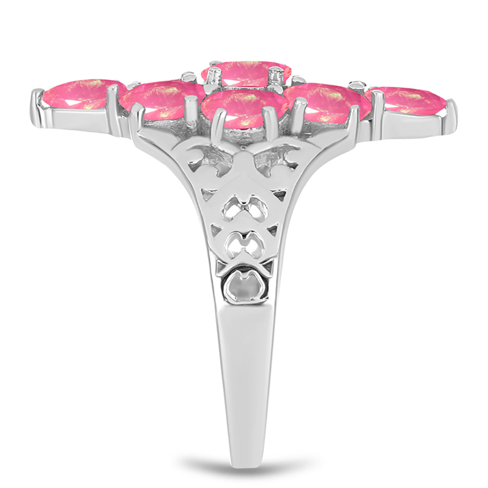 Stříbrný Prsten s Růžovým Opálem z Lega Dembi