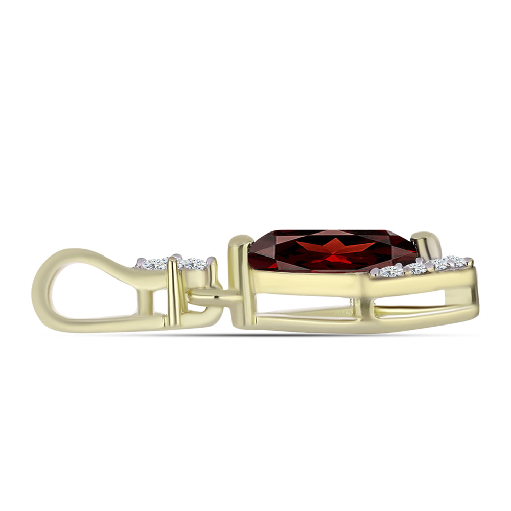 Pozlacené Stříbro 925/1000 - Přívěsek s Bartonským Granátem a Bílým Topazem - Karátové číslo: 0.74. přibližná hmotnost: 0.89 gramů