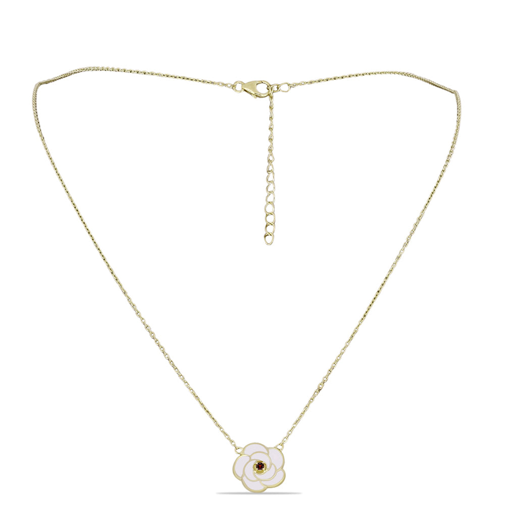 Pozlacené Stříbro 925/1000 - Náhrdelník s Bartonským Granátem - Karátové číslo: 0.05. přibližná hmotnost: 4.02 gramů