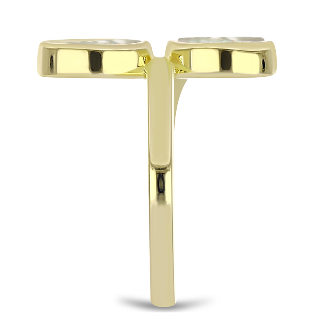 Pozlacené Stříbro 925/1000 - Prsten s Lasturou - Karátové číslo: 2.99. přibližná hmotnost: 4.33 gramů