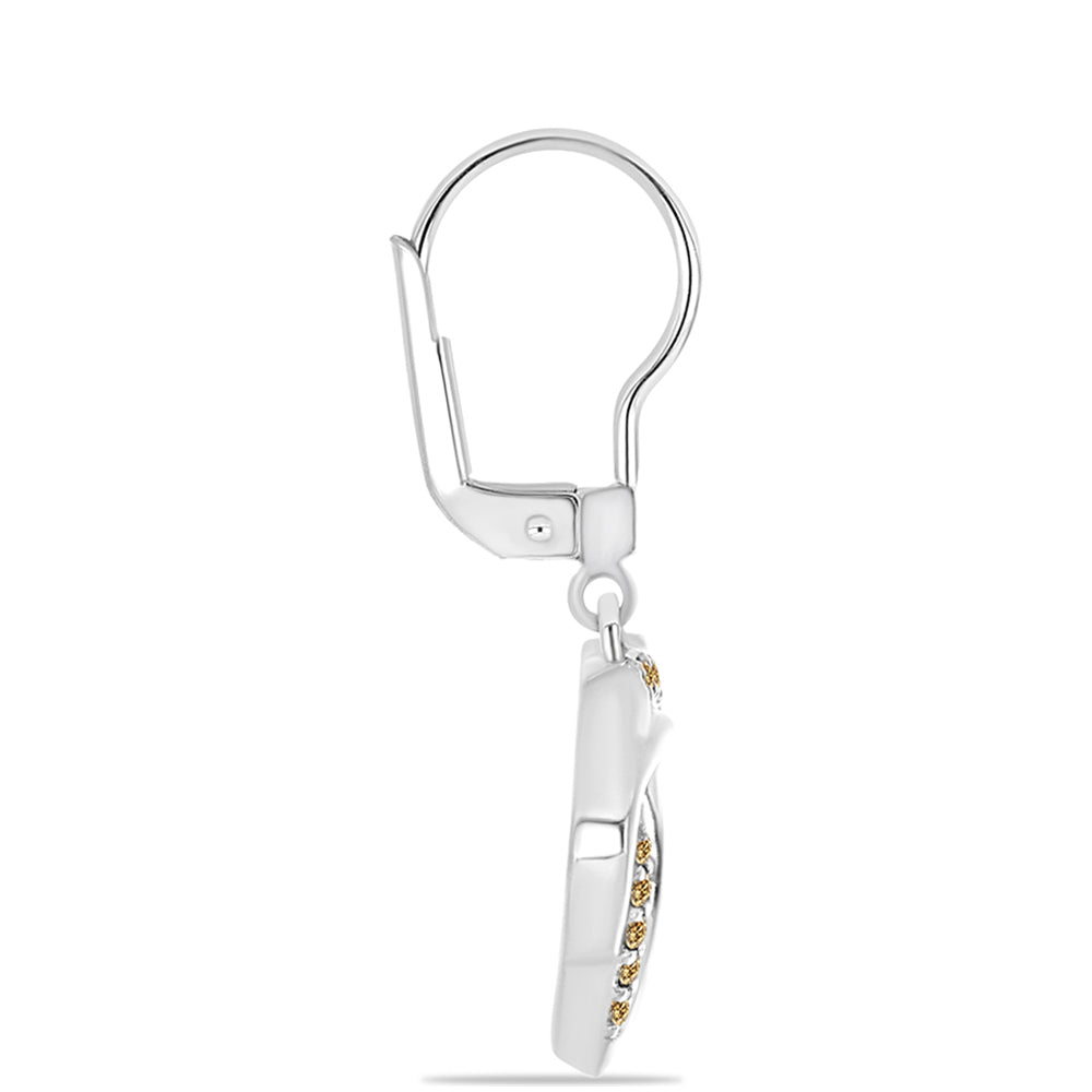 Stříbro 925/1000 - Náušnice se Šampaňským Moissanitem - Karátové číslo: 0.3. přibližná hmotnost: 4.28 gramů