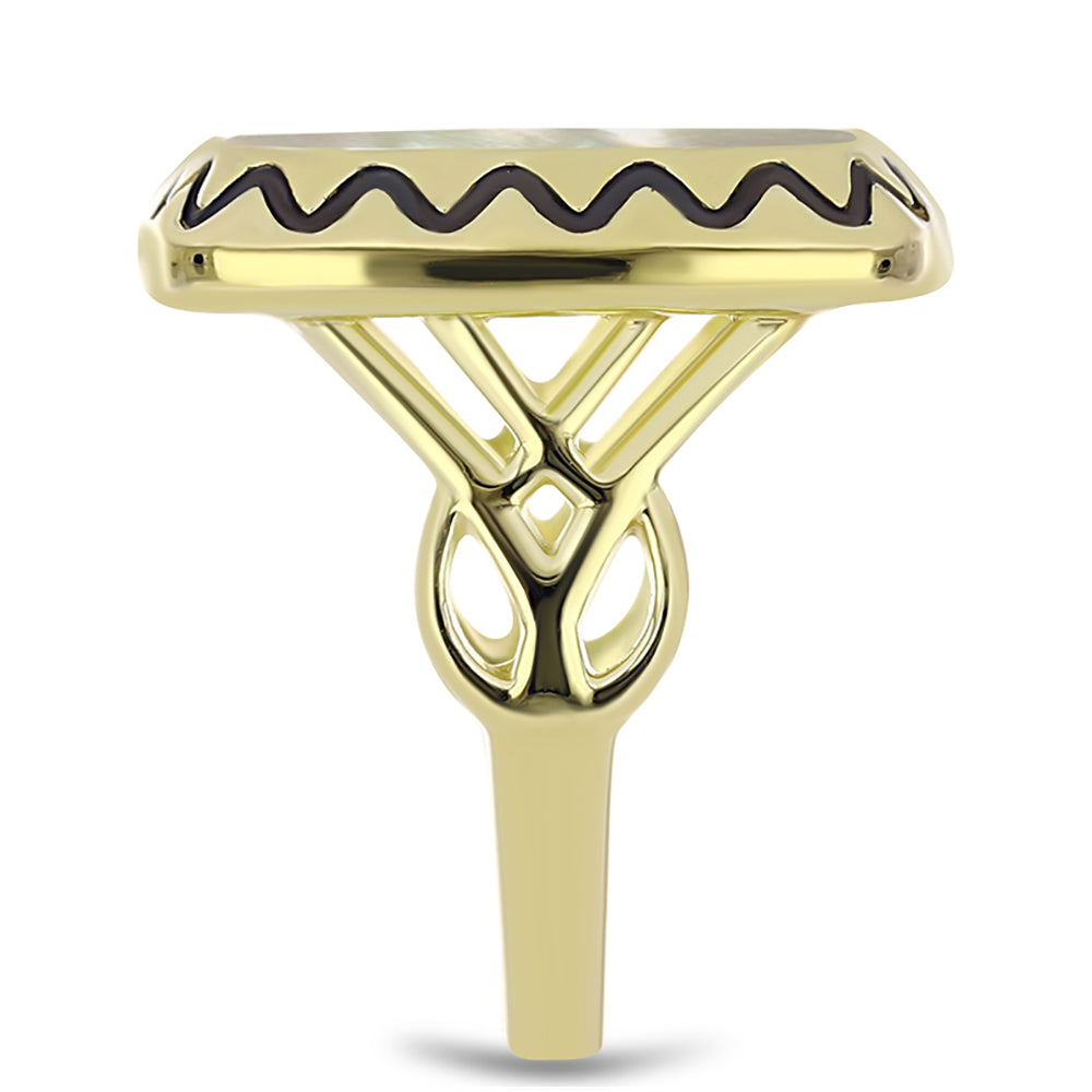 Pozlacené Stříbro 925/1000 - Prsten s Lasturou - Karátové číslo: 6.46. přibližná hmotnost: 7.5 gramů