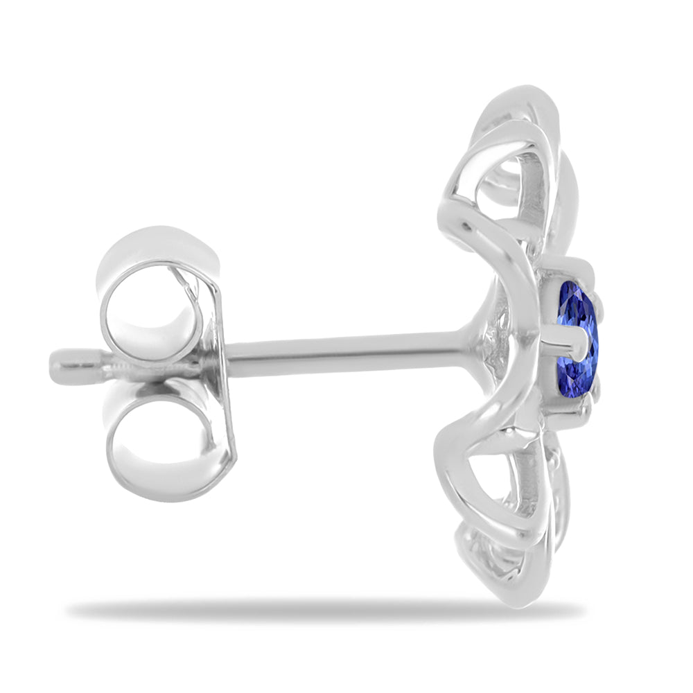 Stříbrné Náušnice s Tanzanitem a Bílým Zirkonem