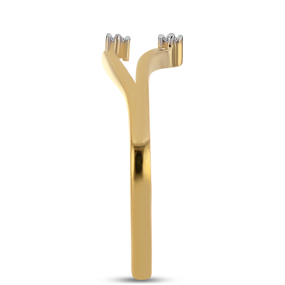 Pozlacené Stříbro 925/1000 - Prsten s Bílým Diamantem - Karátové číslo: 0.02. přibližná hmotnost: 2.25 gramů