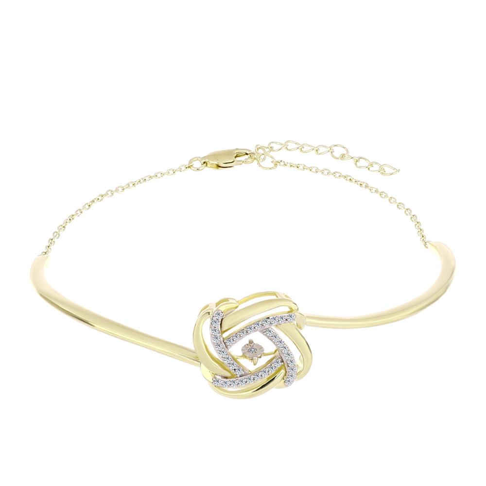 Pozlacené Stříbro 925/1000 - Náramek s Bílým Diamantem a Bílým Topazem - Karátové číslo: 0.26. přibližná hmotnost: 8.85 gramů