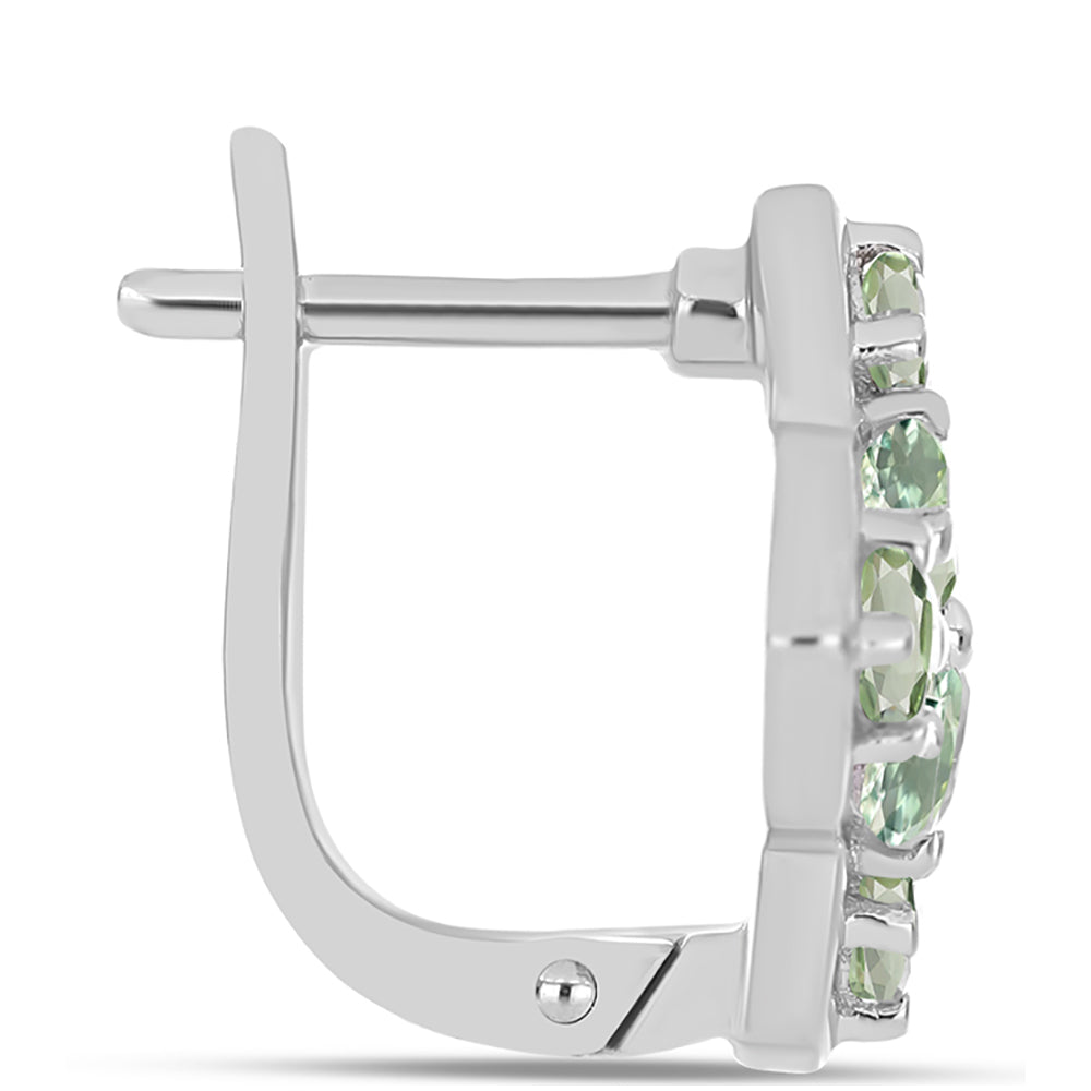 Stříbro 925/1000 - Náušnice se Zeleným Ametystem - Karátové číslo: 1.88. přibližná hmotnost: 5.03 gramů