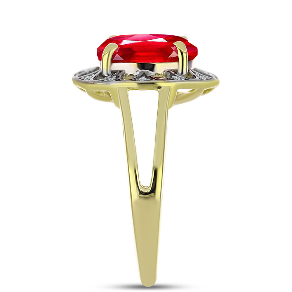 Pozlacené Stříbro 925/1000 - Prsten s Červeným Achátem a Bílým Topazem - Karátové číslo: 2.24. přibližná hmotnost: 3.65 gramů