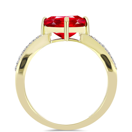 Pozlacené Stříbro 925/1000 - Prsten s Červeným Achátem a Bílým Topazem - Karátové číslo: 2.96. přibližná hmotnost: 4.45 gramů