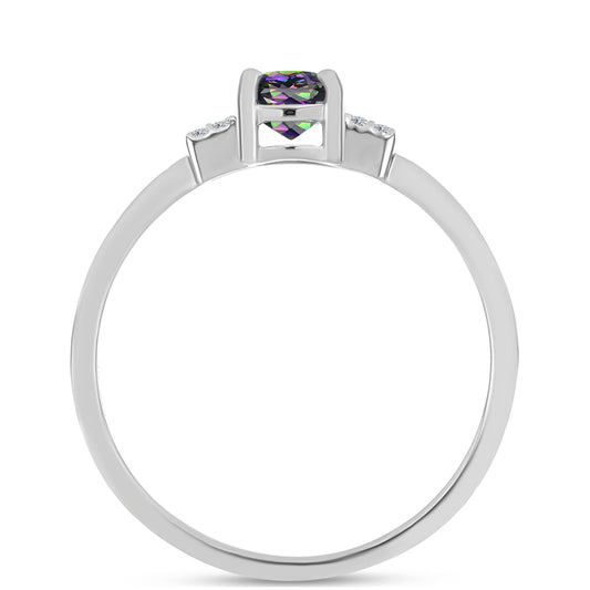 Stříbro 925/1000 - Prsten s Bílým Topazem - Karátové číslo: 0.74. přibližná hmotnost: 1.78 gramů