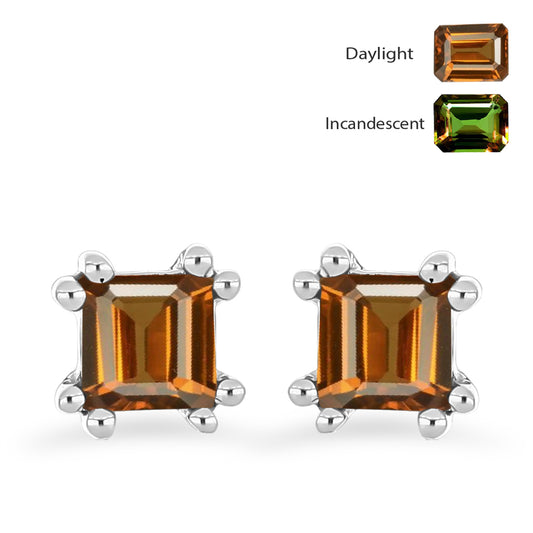 Stříbro 925/1000 - Náušnice s Certifikovaný Anatolským zultanitem pěstovaný v laboratoři - Karátové číslo: 0.82. přibližná hmotnost: 1.45 gramů