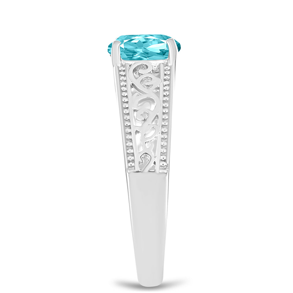 Stříbro 925/1000 - Prsten s Paraiba Křemenem - Karátové číslo: 1.22. přibližná hmotnost: 2.99 gramů