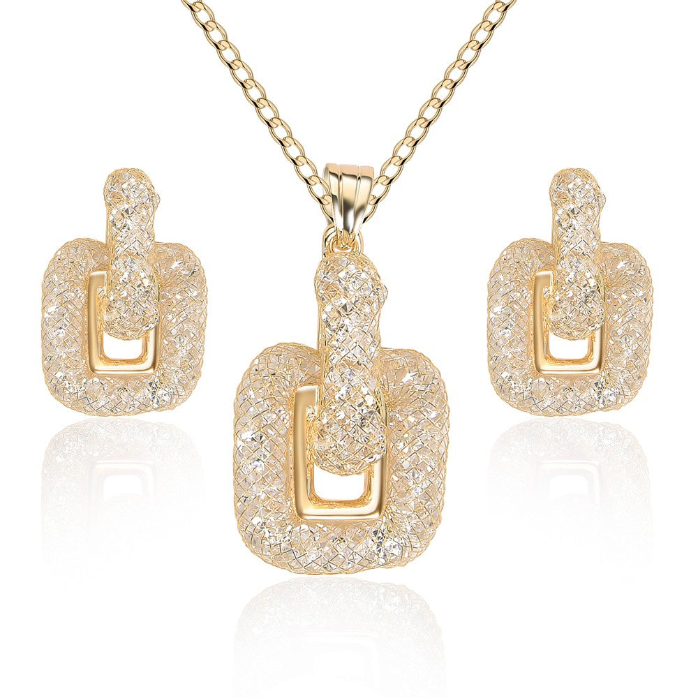 Pozlacená Slitinová Sada s Bílým Emporia® Křišťálem