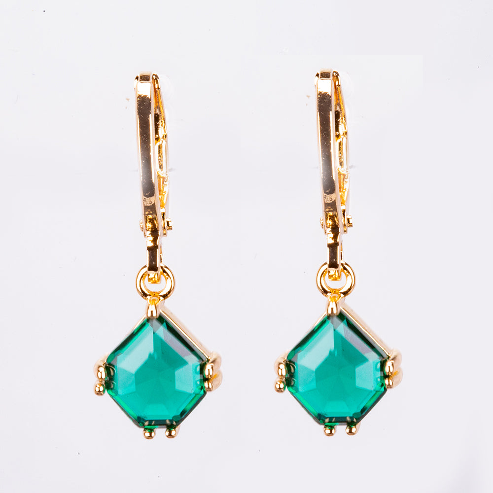 Pozlacená Slitinová Sada se Zeleným Emporia® Křišťálem ( Náhrdelník+Náušnice+Přívěsek )