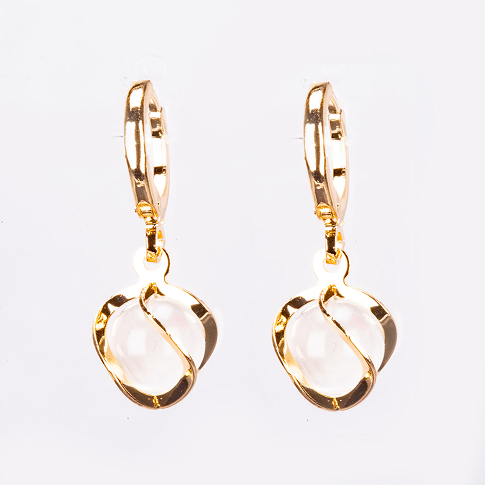 Pozlacená Slitinová Sada s Bílým Emporia® Křišťálem ( Náhrdelník+Náušnice+Přívěsek )