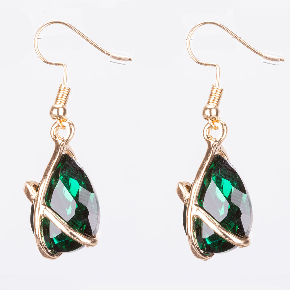 Pozlacená Slitinová Sada se Zeleným Emporia® Křišťálem ( Náhrdelník+Náušnice+Přívěsek )