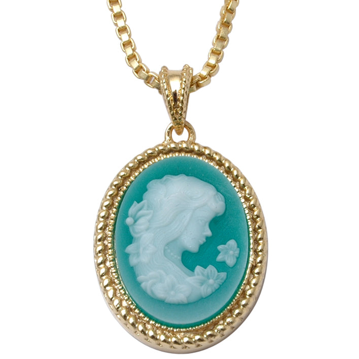 Pozlacený Slitinový Přívěsek s Kamejí Zelená s Emporia Křištálem