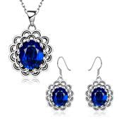 Pozlacená Slitinová Sada s Modrým Emporia® Křišťálem ( Náhrdelník+Prsten )