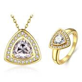 Pozlacená Slitinová Sada s Bílým Emporia® Křišťálem ( Náhrdelník+Prsten )
