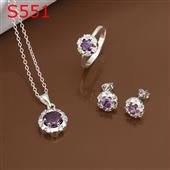 Pozlacená Slitinová Sada s Fialovým Emporia® Křišťálem ( Náhrdelník+Náušnice+Prsten )