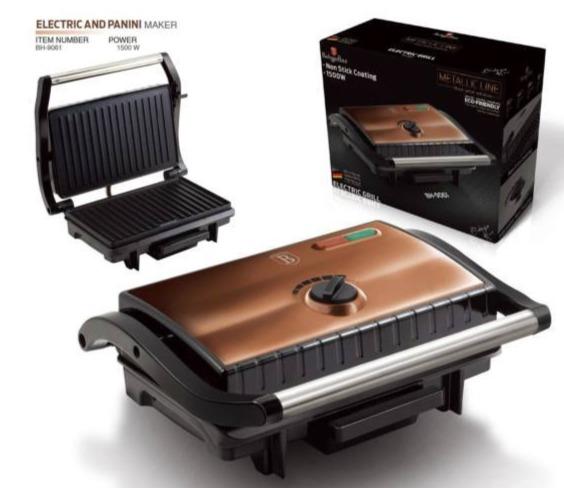 Berlinger Haus Elektrický Gril a Sendvičovač s Nepřilnavou Vrstvou, Rosegold | -80% Akce na Šperky