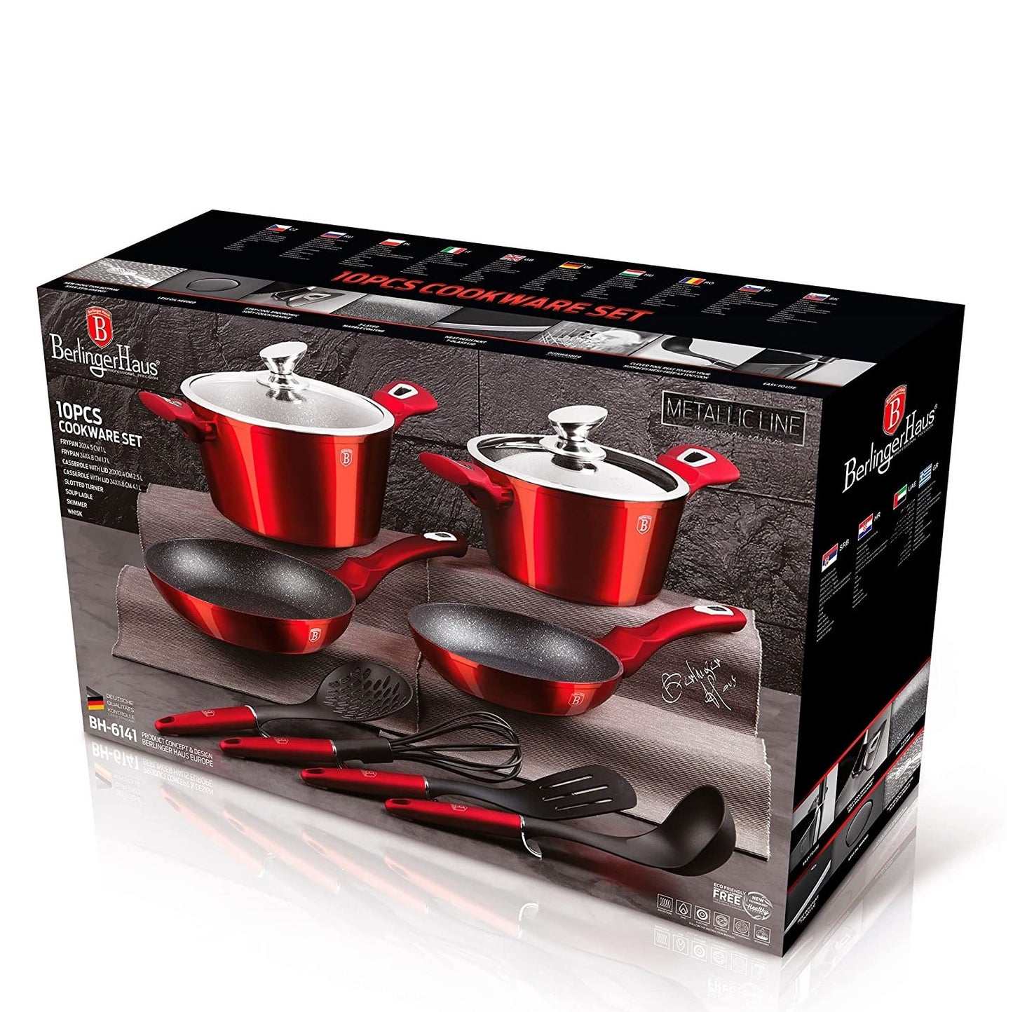 Berlinger Haus 10dílná sada nádob, Burgundy