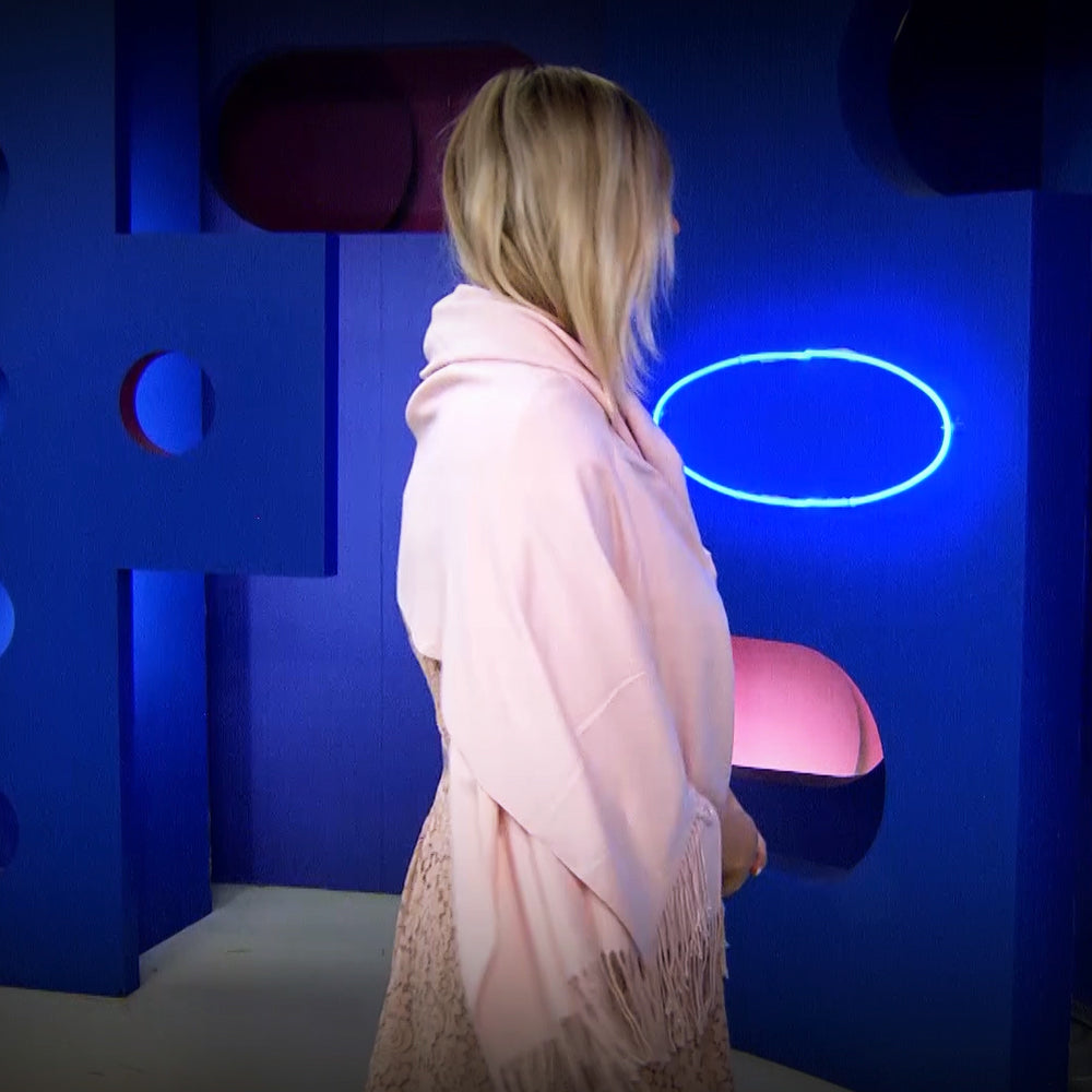 Šála-šátek ze 100% Pravého Pashmina Kašmíru, 70 cm x 180 cm, Lososová | -80% Akce na Šperky