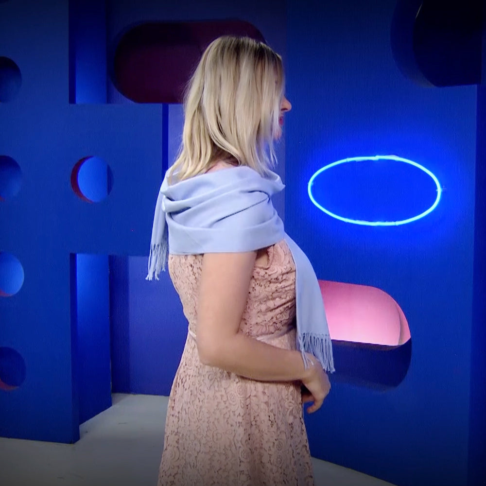 Šála-šátek ze 100% Pravého Pashmina Kašmíru, 70 cm x 180 cm, Světle modrá | -80% Akce na Šperky