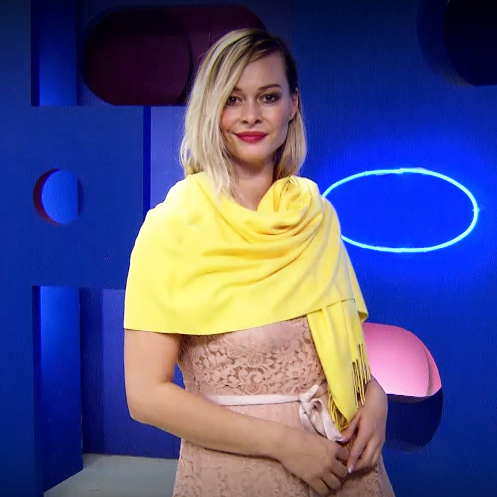 Šála-šátek ze 100% Pravého Pashmina Kašmíru, 70 cm x 170 cm, Žlutá | -80% Akce na Šperky
